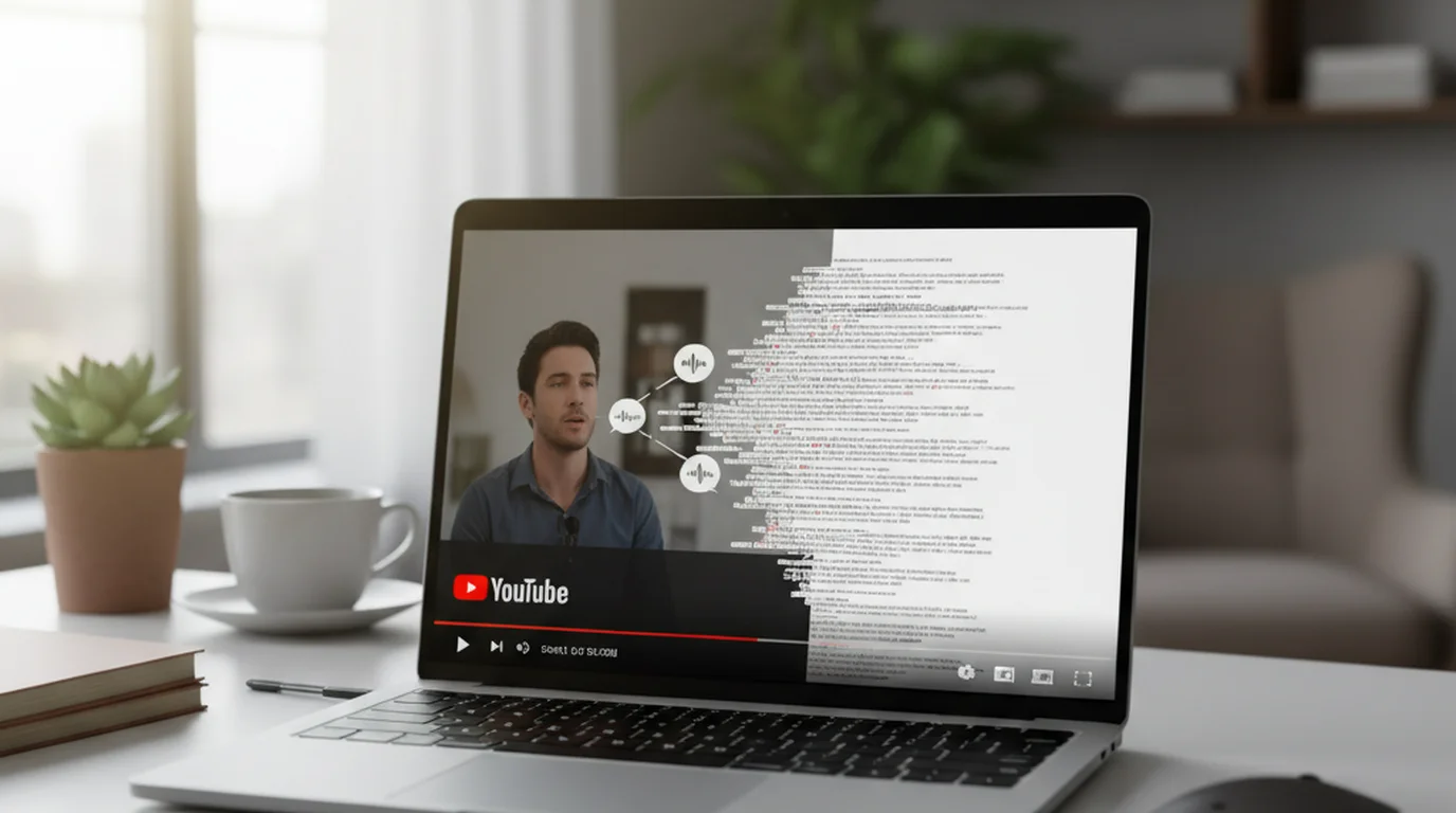 Free YouTube transcript generator tools showing YouTube video being converted to text transcript without subscription