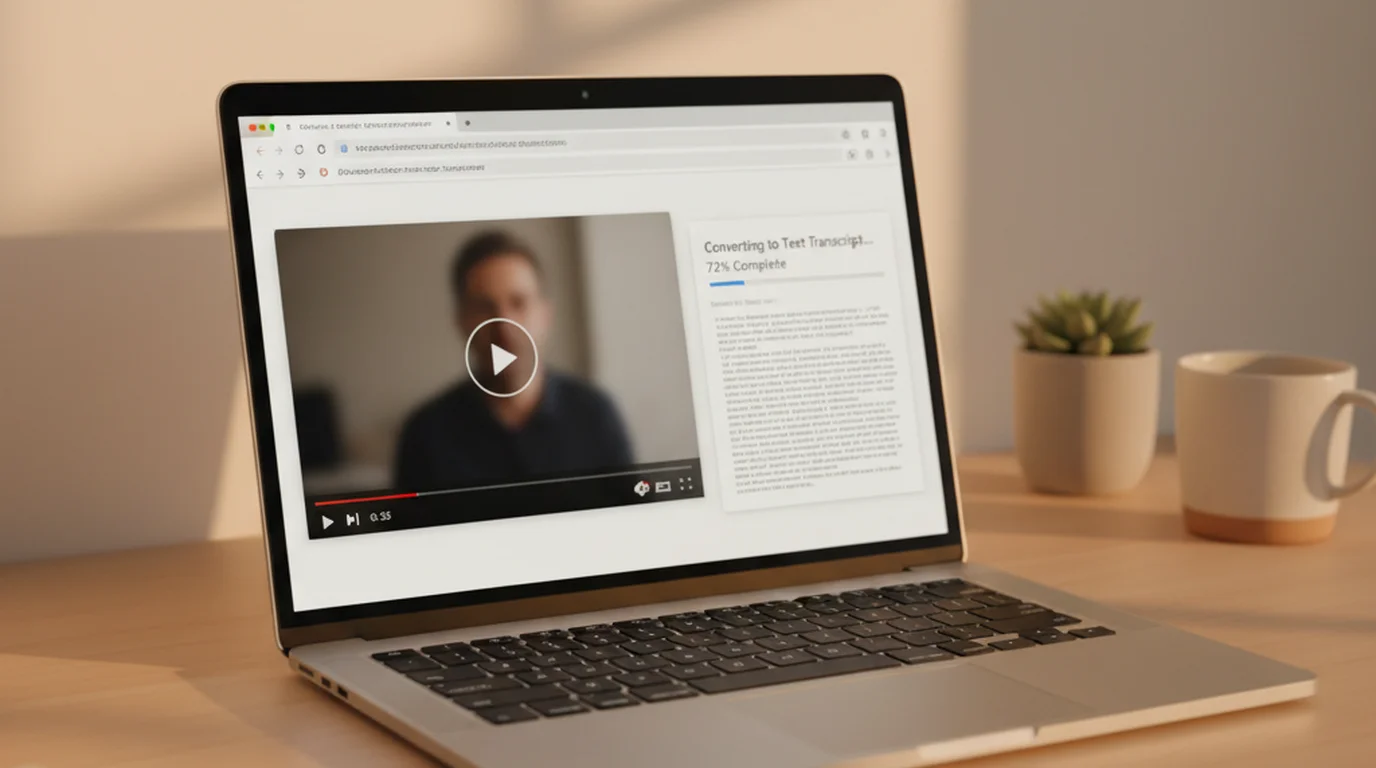 Free video transcription showing MP4 video file converted to text transcript at no cost