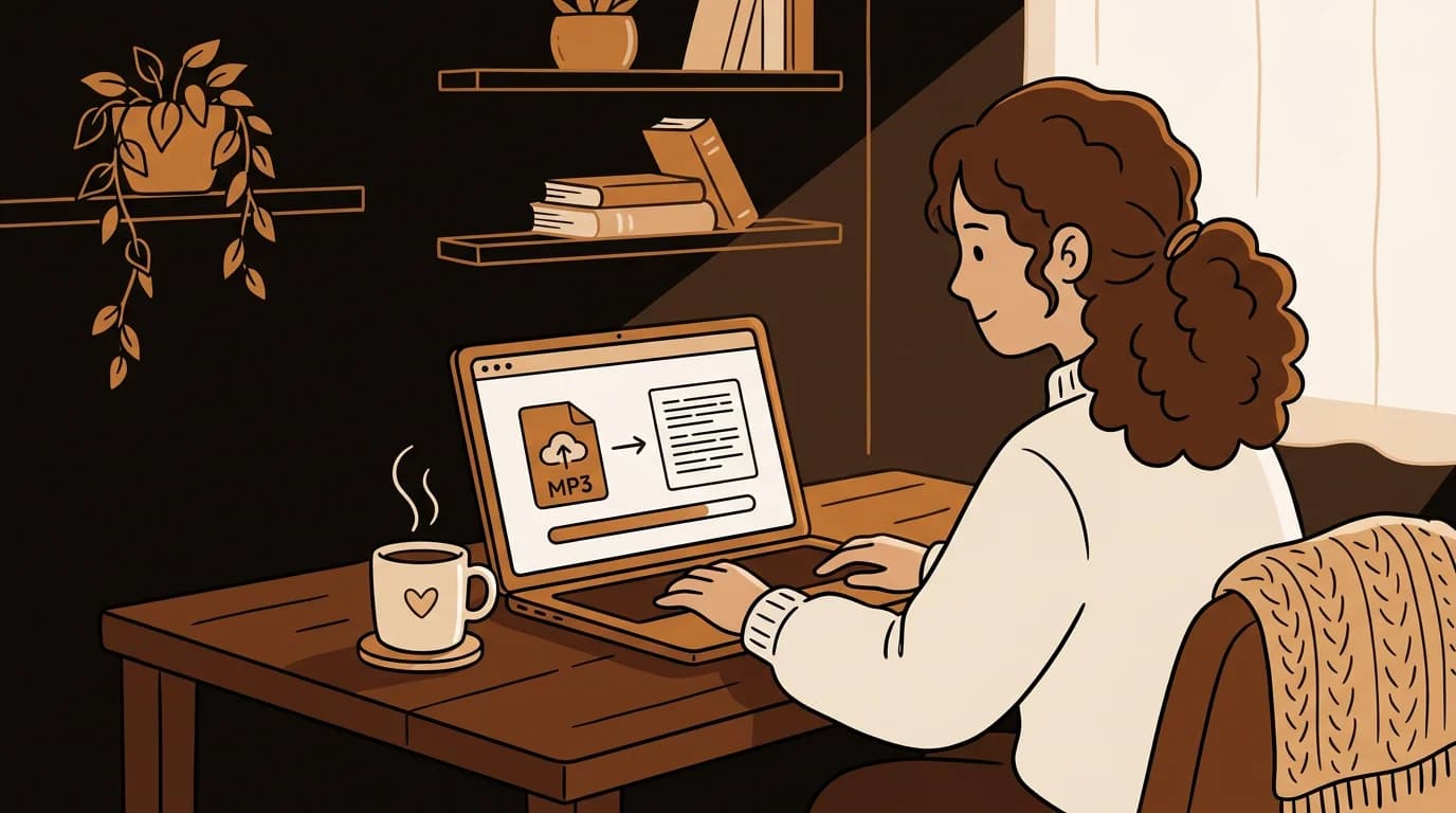 Freelance writer using free audio transcriber to convert MP3 interview recordings to text