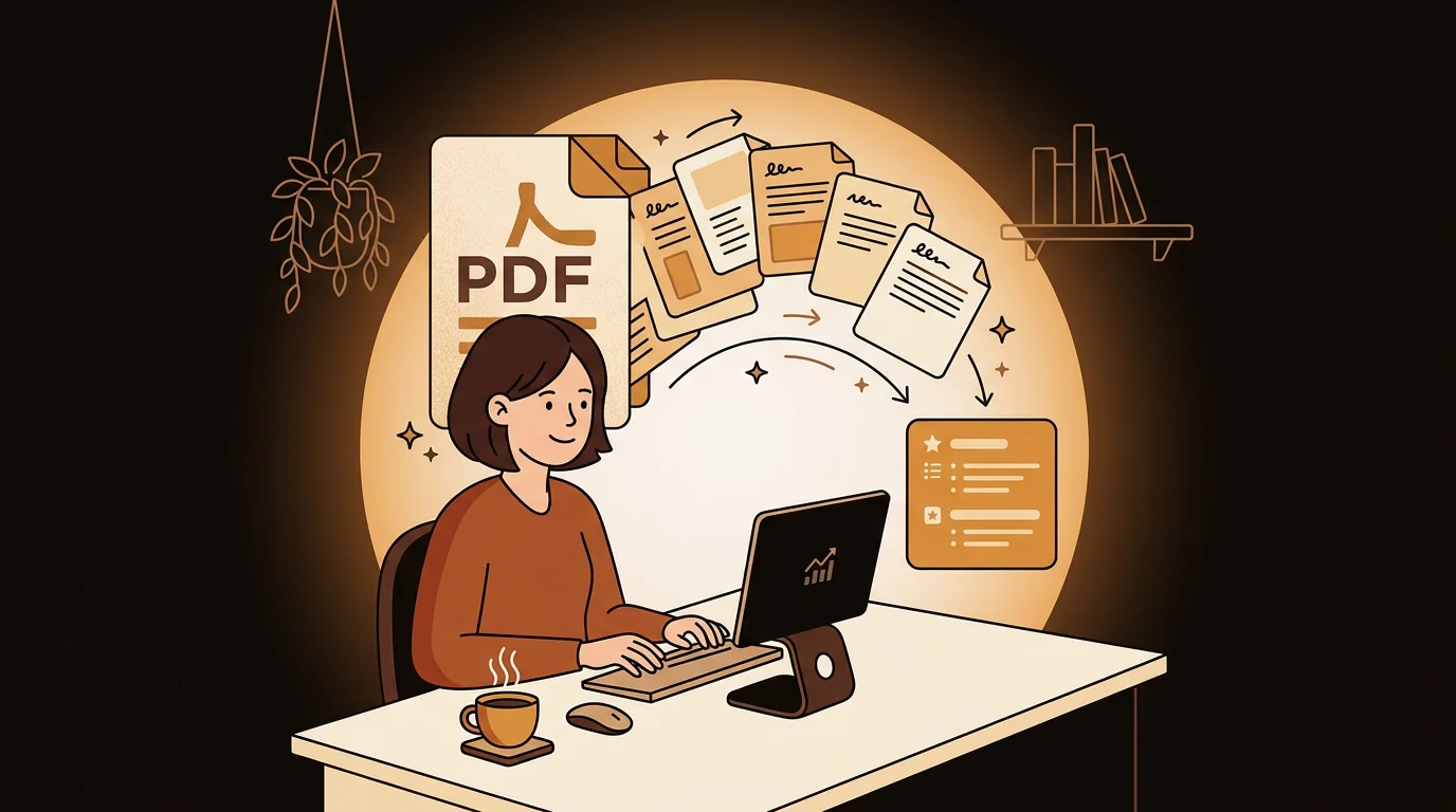 Consultant using AI PDF summarizer to digest 30-page research reports in 5 minutes