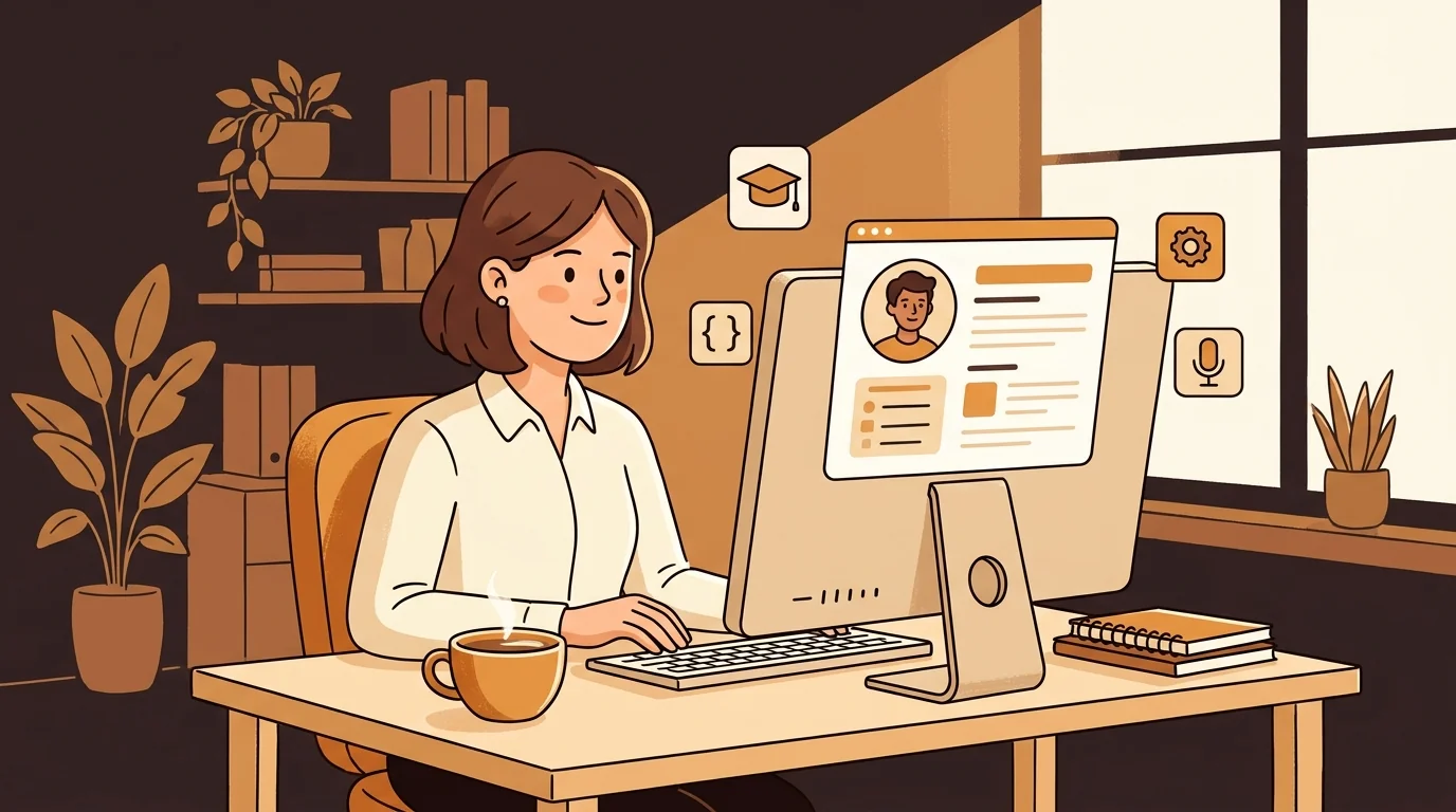 HR professional reviewing pre-employment background check dossier on laptop