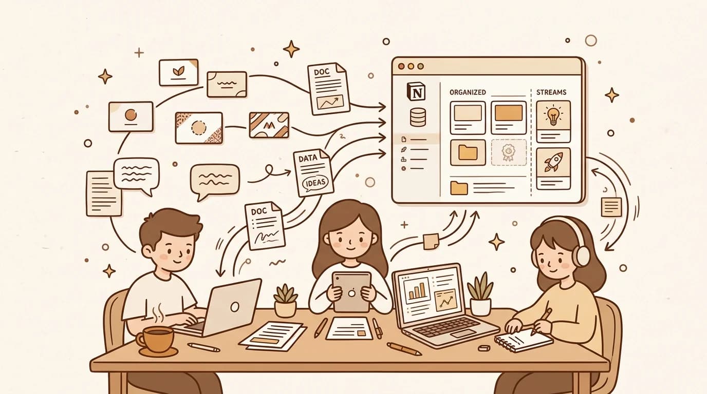 Content team using knowledge management software to eliminate silos and connect team knowledge