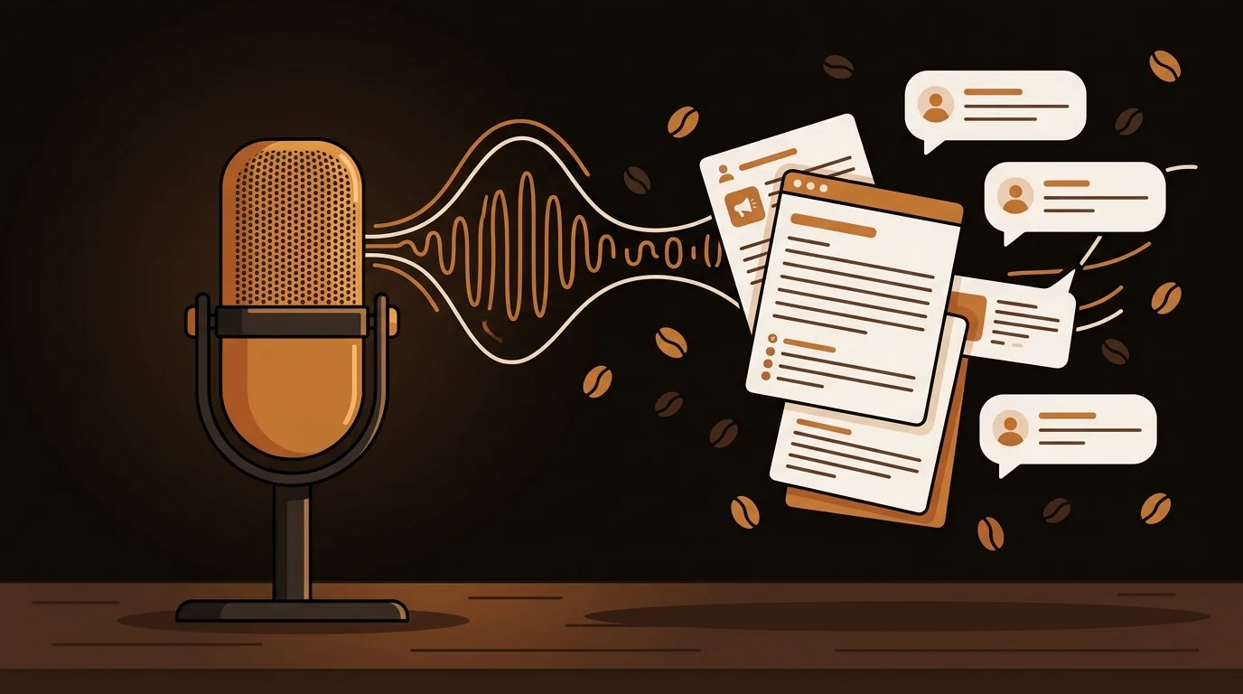 Podcaster repurposing episodes into show notes, newsletter, and social posts automatically