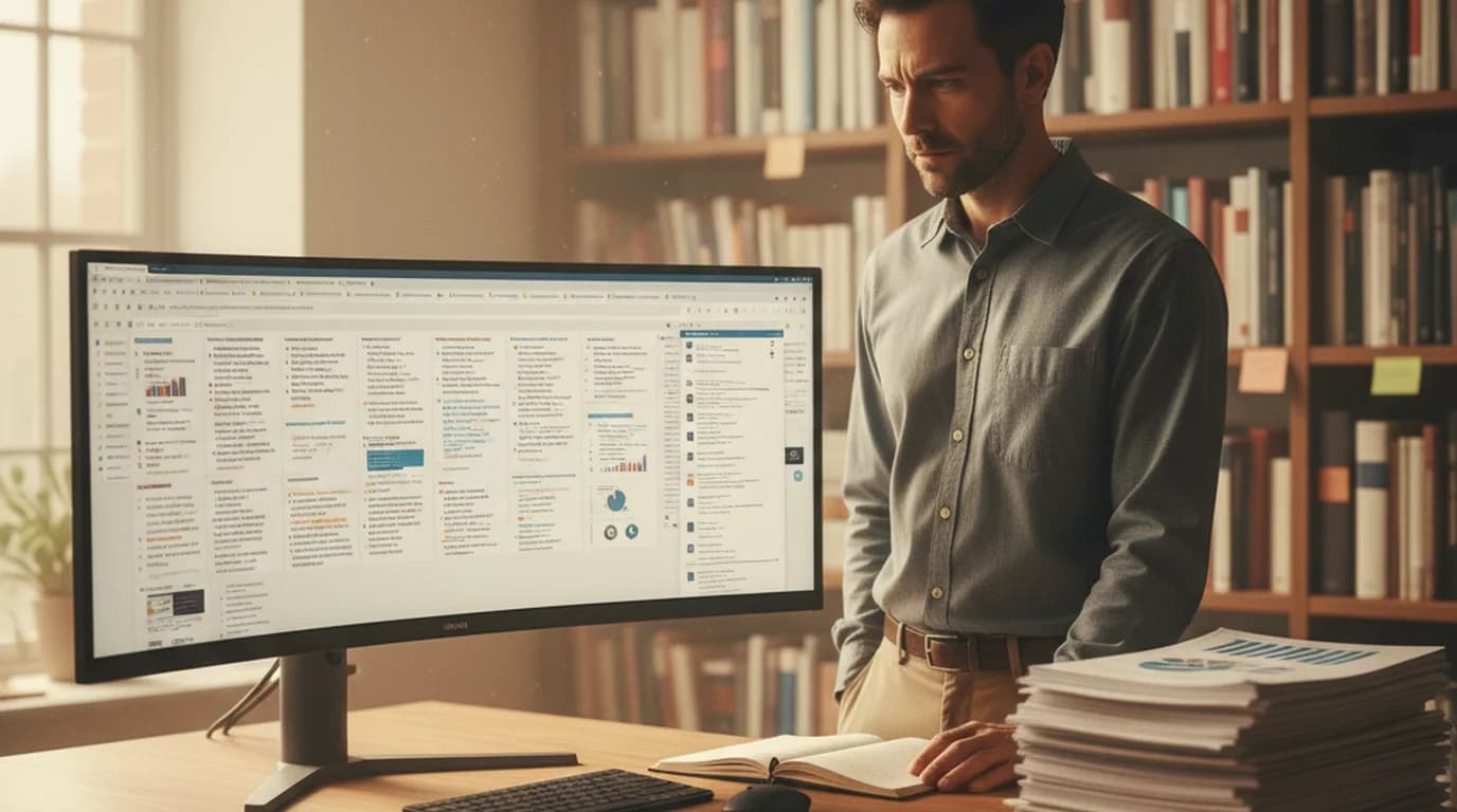 Researcher using web article summarizer to stay current across multiple academic disciplines